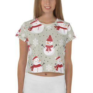 Christmas Holiday Snowman Tree Red Green Blue Crop
